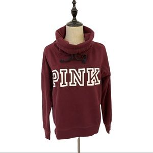 PINK  Burgundy Cowl Neck Sweatshirt size XS